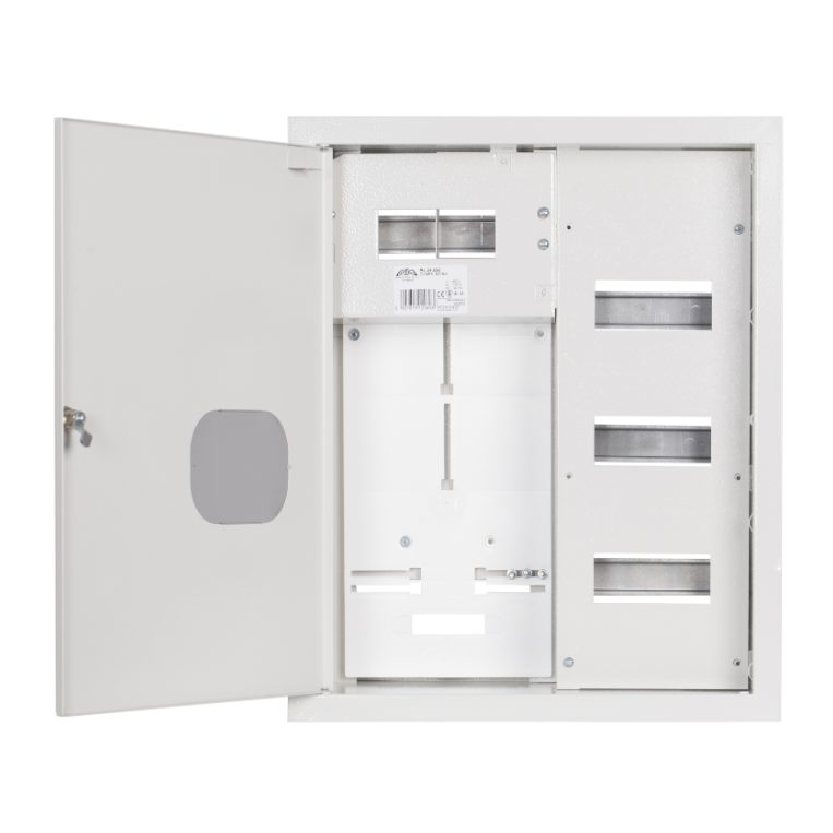 Rozdzielnica elektryczna | Obudowa | 24 moduły | Z zamkiem i szybą | 450x550x210 mm | Do liczników 3-fazowych | Podtynkowa | Stalowa | IP31 1 Rozdzielnica elektryczna | Obudowa | 24 moduły | Z zamkiem i szybą | 450x550x210 mm | Do liczników 3-fazowych | Podtynkowa | Stalowa | IP31 1