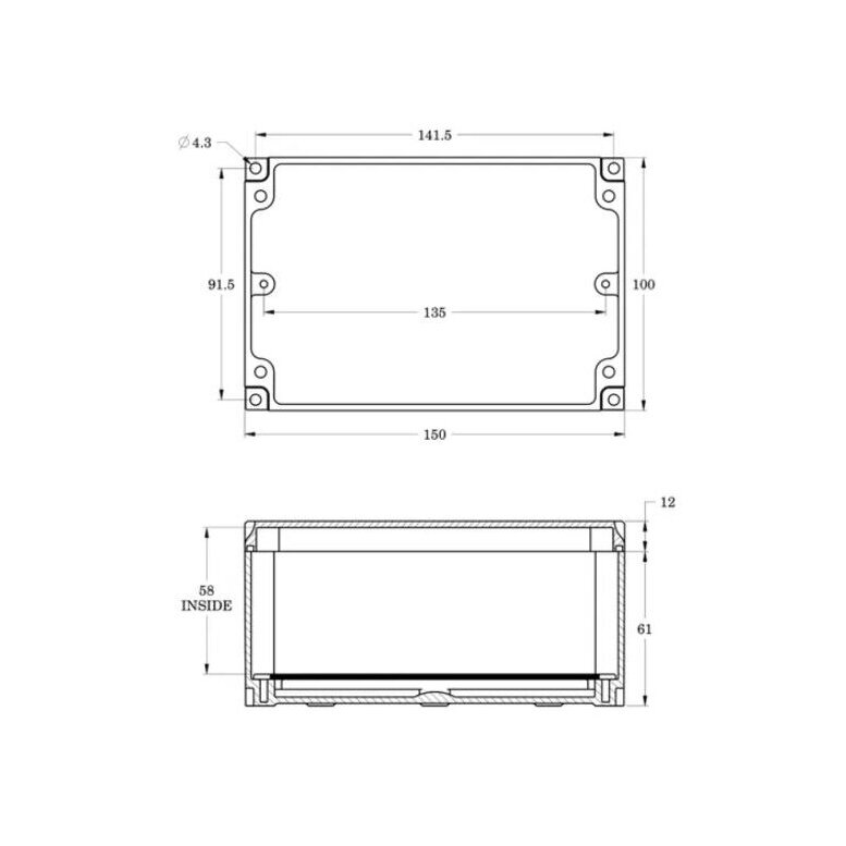 Elektroinstalācijas sadales kārba ar montāžas plāksni | plastmasas | hermētiska | 150x100x70mm | virsapmetuma | pelēka | IP67 3