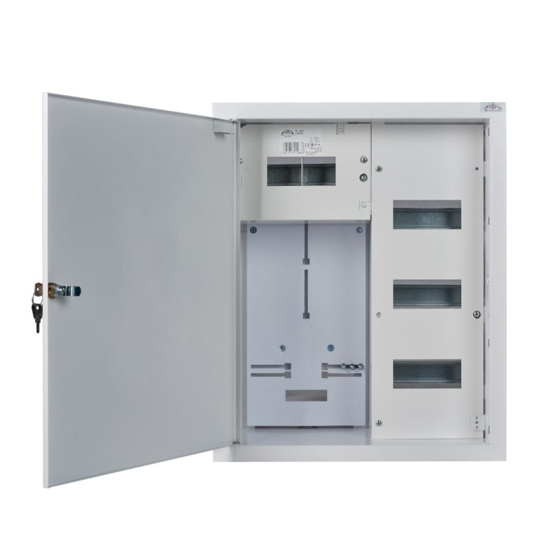 Electrical distribution board | enclosure | 24 modules | with lock | 450x550x210 mm | for 3-phase electricity meters | flush-mounted | steel | IP31 1 Electrical distribution board | enclosure | 24 modules | with lock | 450x550x210 mm | for 3-phase electricity meters | flush-mounted | steel | IP31 1