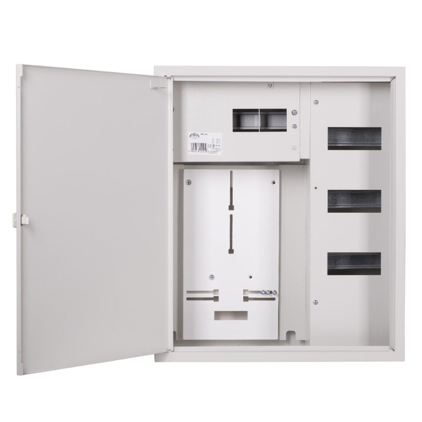 Trójfazowa | rozdzielnica główna | obudowa | panel | z częścią rozdzielczą | 24 moduły | 580x490x220 mm | dla 1x licznika 3-fazowego | z możliwością plombowania | natynkowa | stalowa | IP31 1 Trójfazowa | rozdzielnica główna | obudowa | panel | z częścią rozdzielczą | 24 moduły | 580x490x220 mm | dla 1x licznika 3-fazowego | z możliwością plombowania | natynkowa | stalowa | IP31 1