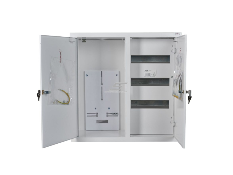Elektros paskirstymo skydelis | dėžė | 36 modulių | dvigubos durys su spyna | 590x595x210mm | 3F elektros skaitikliams | potinkinis | plieninis | IP31 1 Elektros paskirstymo skydelis | dėžė | 36 modulių | dvigubos durys su spyna | 590x595x210mm | 3F elektros skaitikliams | potinkinis | plieninis | IP31 1