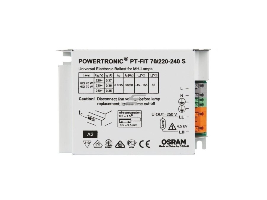 Elektroninis balastas | metalo halogeno lempoms | PT-FIT 70/220–240 S | POWERTRONIC | OSRAM 1 Elektroninis balastas | metalo halogeno lempoms | PT-FIT 70/220–240 S | POWERTRONIC | OSRAM 1
