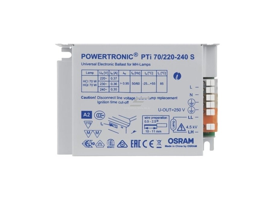 Elektroninis balastas | metalo halogeno lempoms | PTi 70/220–240 S | POWERTRONIC | OSRAM 1