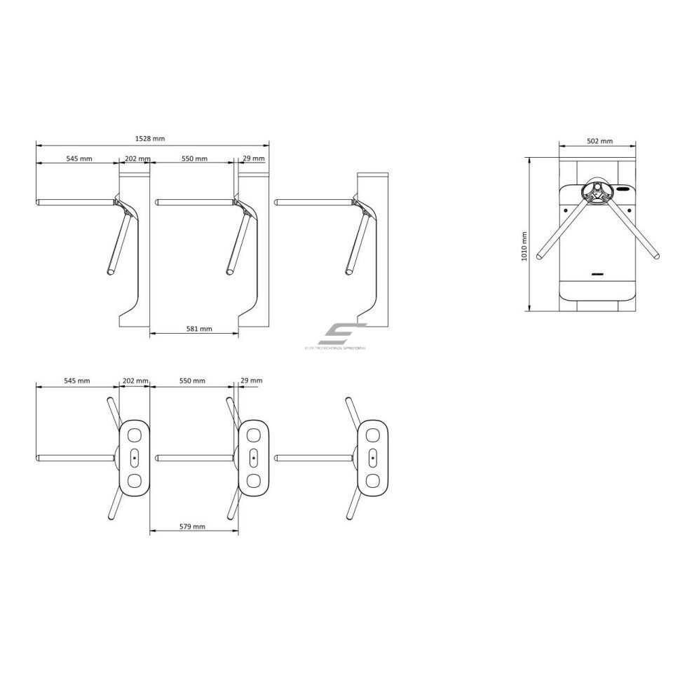 Elektroniczny kołowrót kontroli dostępu | dwukierunkowy | typu tripod | do zarządzania przepływem ludzi | Hikvision DS-K3G411X-R/E-Dm55 1