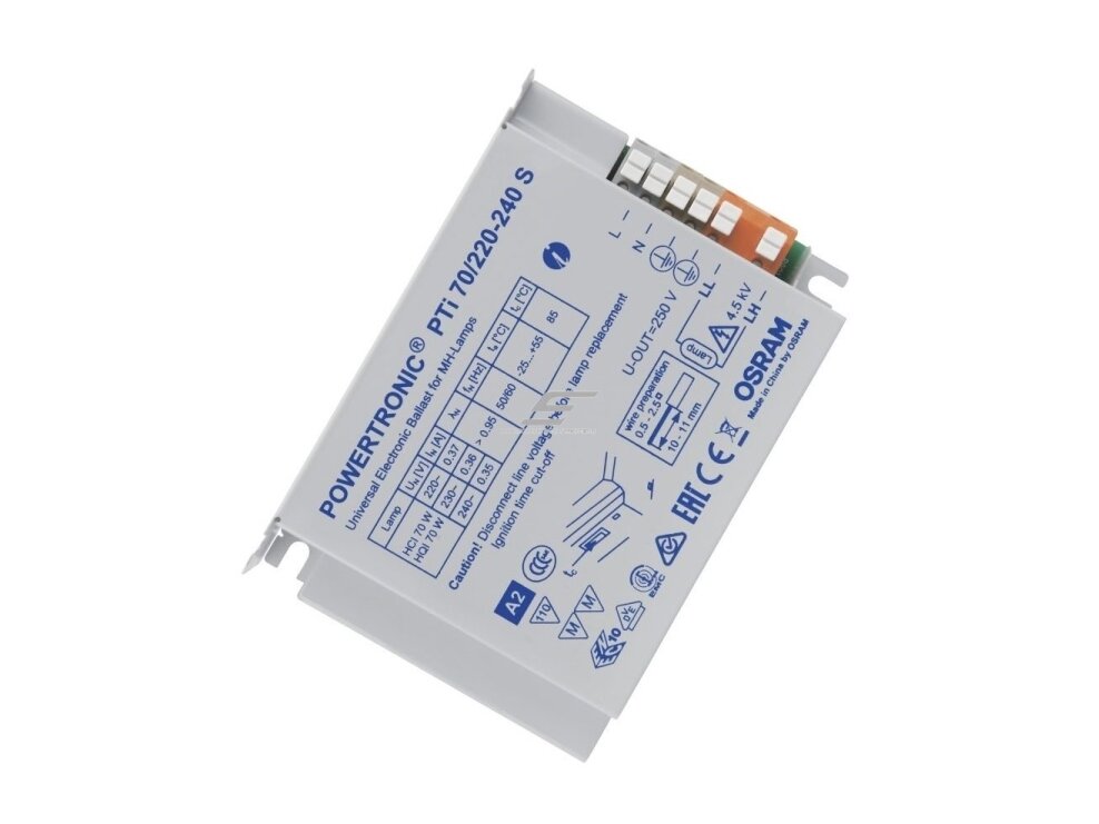 Elektroninis balastas | metalo halogeno lempoms | PTi 70/220–240 S | POWERTRONIC | OSRAM Elektroninis balastas | metalo halogeno lempoms | PTi 70/220–240 S | POWERTRONIC | OSRAM