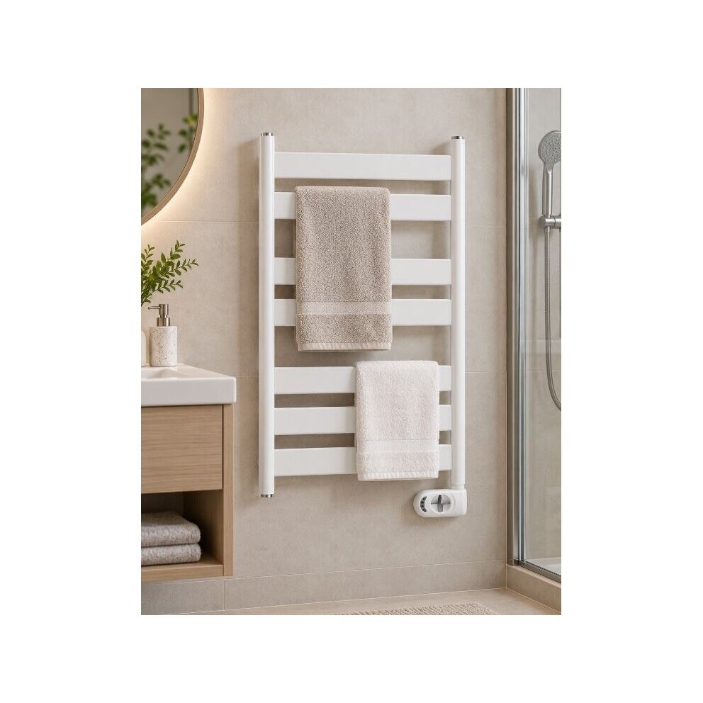 Electric towel warmer | heated towel rail | with timer | programmable | 300W | 230V | IP44 | 500x800mm | white | ADAX Wave 50-80-300 WHITE 4