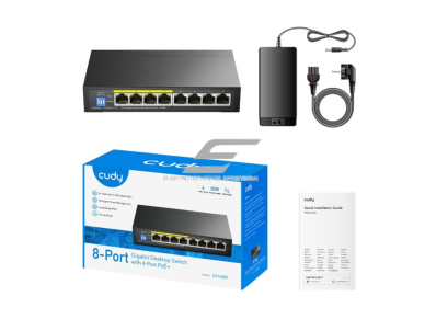 PoE komutatorius 8 portų | 4×PoE | 16 Gbps | 11.904 Mpps | nekonfiguruojamas | Plug & Play | VLAN / Extend rėžimai | metalinis korpusas 1 PoE komutatorius 8 portų | 4×PoE | 16 Gbps | 11.904 Mpps | nekonfiguruojamas | Plug & Play | VLAN / Extend rėžimai | metalinis korpusas 1