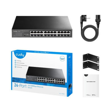 24-pordiline kommutaator | 100 Mbps | 3,57 Mpps | haldamata | Plug & Play | VLAN / Extend režiimid | metallkorpus 2