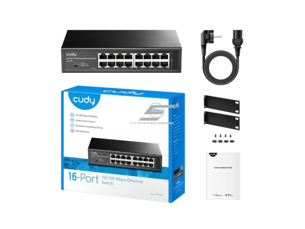 Ethernet komutatorius 16 portų | 100 Mbps | 2.38 Mpps | nekonfiguruojamas | „Plug & Play“ | Auto MDI/MDIX | metalinis korpusas 3 Ethernet komutatorius 16 portų | 100 Mbps | 2.38 Mpps | nekonfiguruojamas | „Plug & Play“ | Auto MDI/MDIX | metalinis korpusas 3