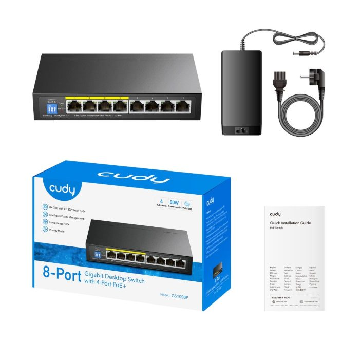 Przełącznik PoE 8 portów | 4×PoE | 16 Gbps | 11.904 Mpps | niezarządzalny | Plug & Play | tryby VLAN / Extend | metalowa obudowa 1 Przełącznik PoE 8 portów | 4×PoE | 16 Gbps | 11.904 Mpps | niezarządzalny | Plug & Play | tryby VLAN / Extend | metalowa obudowa 1