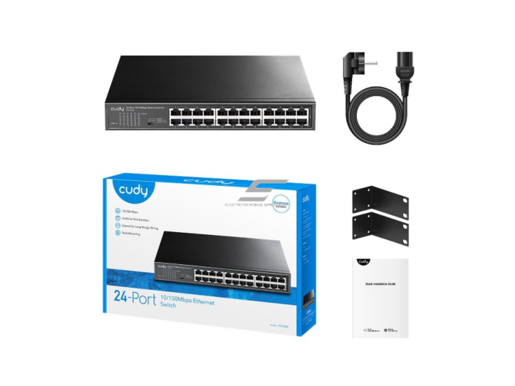 Komutatorius 24 portų | 100 Mbps | 3.57 Mpps | nekonfiguruojamas | „Plug & Play“ | VLAN / Extend režimai | metalinis korpusas 2 Komutatorius 24 portų | 100 Mbps | 3.57 Mpps | nekonfiguruojamas | „Plug & Play“ | VLAN / Extend režimai | metalinis korpusas 2
