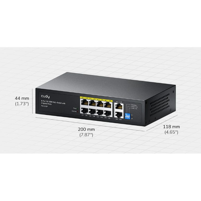 PoE Switch 8-Port | Wired Network Expansion | 8×PoE + 2×Uplink | Unmanaged | 120 W | Metal Enclosure 2