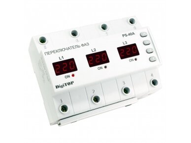 Modulinis | skaitmeninis automatinis fazinis jungiklis perjungiklis | 40A | DIN | DigiTOP | PS-40A Modulinis | skaitmeninis automatinis fazinis jungiklis perjungiklis | 40A | DIN | DigiTOP | PS-40A