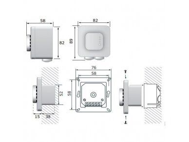 Išmanus potinkinis temperatūros ir drėgmės jutiklis-valdiklis | 0…50°C | 0-95%rH | 0-10VDC/0-20mA/PWM | Modbus RTU | 85-264VAC | IP30 | Sentera Controls | FCTH8 1