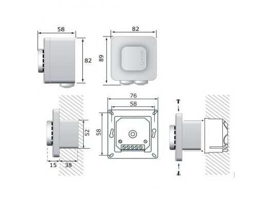 Išmanus potinkinis temperatūros ir drėgmės jutiklis-valdiklis | 0…50°C | 0-95%rH | 0-10VDC/0-20mA/PWM | Modbus RTU | 85-264VAC | IP30 | Sentera Controls | FCTH8 1