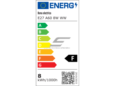Filament lemputė E27 | 8W | 3000K | 800lm | A60 Filament lemputė E27 | 8W | 3000K | 800lm | A60