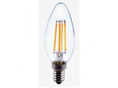 Filament lemputė E14 | 4W | 3000K | 470lm | C35 Filament lemputė E14 | 4W | 3000K | 470lm | C35
