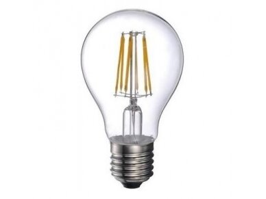 Filament lemputė E27 | 8W | 3000K | 800lm | A60 Filament lemputė E27 | 8W | 3000K | 800lm | A60