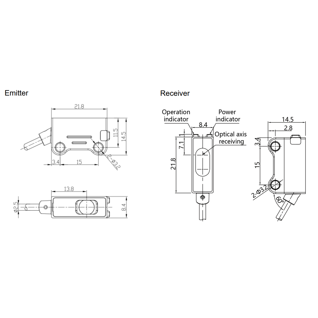 Fotoelektriskais sensors | Pārtraukta stara tips | Raidītājs + uztvērējs | 500mm | 21,8x14,5x8,4mm | 10-30VDC | NC | NPN | 2 m kabelis | ABS | sarkans VCSEL stars | IP65 1 Fotoelektriskais sensors | Pārtraukta stara tips | Raidītājs + uztvērējs | 500mm | 21,8x14,5x8,4mm | 10-30VDC | NC | NPN | 2 m kabelis | ABS | sarkans VCSEL stars | IP65 1