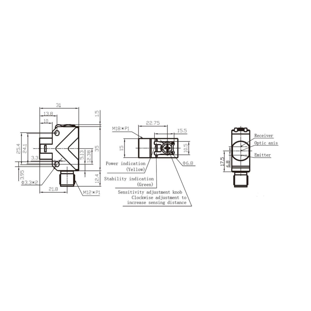 Фотоэлектрический диффузный датчик | 300мм | M8 | 10-30VDC | NO/NC | PNP | M12 | ABS | красный светодиодный луч | IP67 1 Фотоэлектрический диффузный датчик | 300мм | M8 | 10-30VDC | NO/NC | PNP | M12 | ABS | красный светодиодный луч | IP67 1