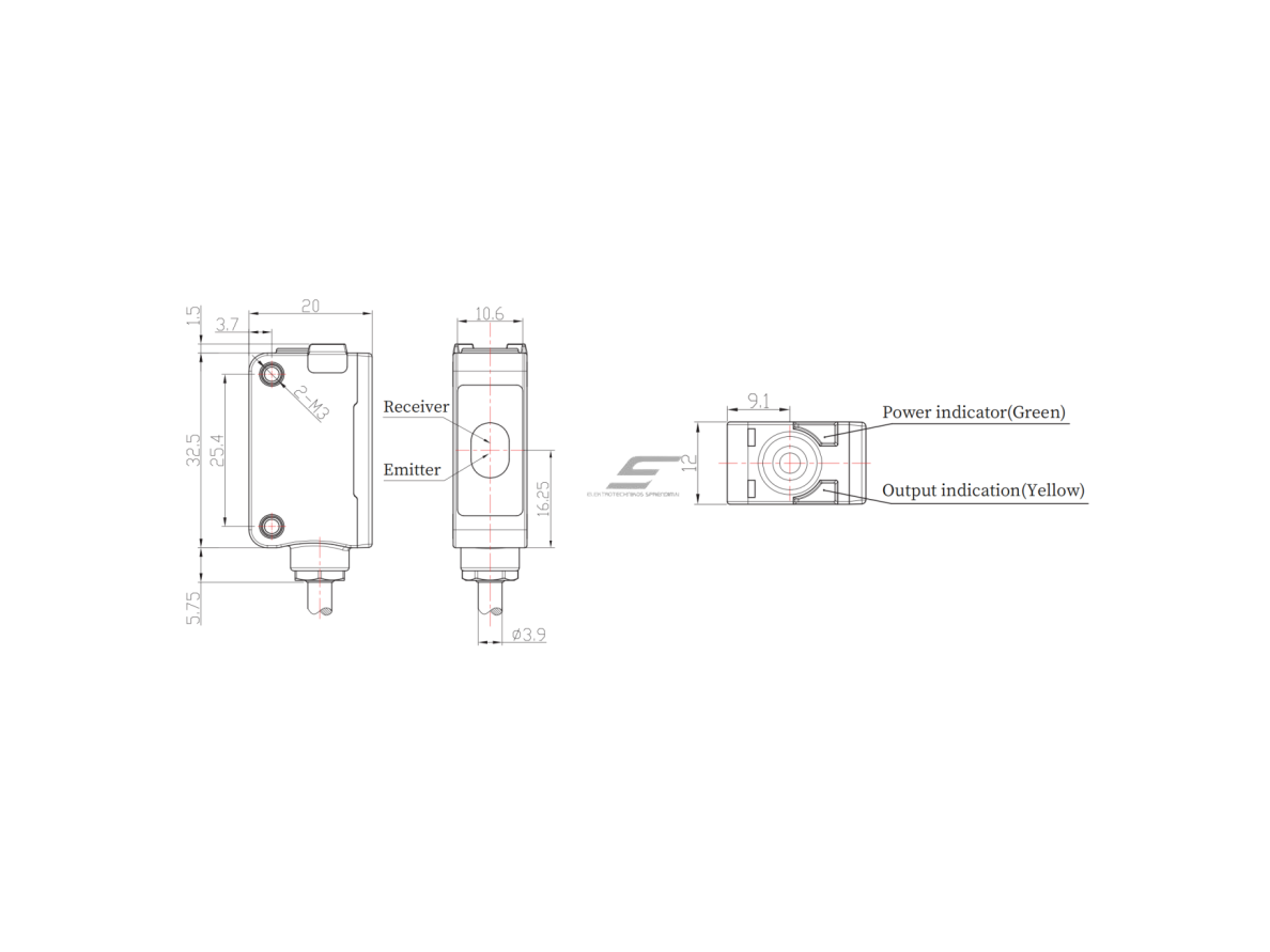 Fotoelektrinis jutiklis | TOF | 3000mm | 32,5x20x12mm | 10-30VDC | NO/NC | PNP | 2m kabelis | ABS | infraraudonųjų spindulių lazeris | IP67 1 Fotoelektrinis jutiklis | TOF | 3000mm | 32,5x20x12mm | 10-30VDC | NO/NC | PNP | 2m kabelis | ABS | infraraudonųjų spindulių lazeris | IP67 1
