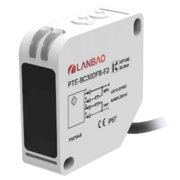 Czujnik fotoelektryczny dyfuzyjny | 2000mm | 50x50x18mm | 10–30VDC | NO/NC | NPN+PNP | kabel 2m | ABS | wiązka podczerwieni LED | IP67 Czujnik fotoelektryczny dyfuzyjny | 2000mm | 50x50x18mm | 10–30VDC | NO/NC | NPN+PNP | kabel 2m | ABS | wiązka podczerwieni LED | IP67