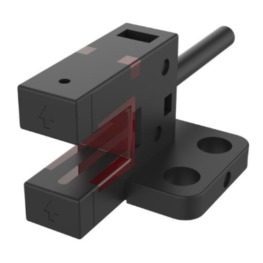 Photoelectric sensor | Through-beam type | U-shaped | 5mm | 21,3x13,7x13mm | 5–24VDC | NO/NC | NPN | 5cm cable + 4-pin connector | PBT | Infrared LED beam | IP64 2