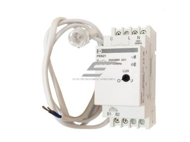 Modulinė foto relė | prieblandos jungiklis su jutikliu | 25A | 230V | 2-100 lux | DIN | IP20 | Promfactor Baltic | FRS21 | 4772151003105