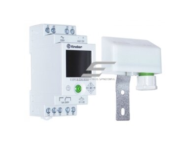 Modulinė foto relė | prieblandos jungiklis su laikmačiu ir išoriniu jutikliu | 16 A | 230 V AC | 2–150 lx | 1CO | jutiklis IP54 | DIN | Finder | 11.91.8.230.0000