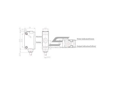 Fotoelektrinis jutiklis | TOF | 1000mm | 32,5x20x12mm | 10-30VDC | NO/NC | PNP | 2m kabelis | ABS | infraraudonųjų spindulių lazeris | IP67 Fotoelektrinis jutiklis | TOF | 1000mm | 32,5x20x12mm | 10-30VDC | NO/NC | PNP | 2m kabelis | ABS | infraraudonųjų spindulių lazeris | IP67