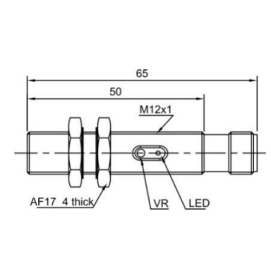 Fotoelektriline difuusandur | 150mm | M12 | 10-30VDC | NO | PNP | nikli-vase korpus | IP67 1 Fotoelektriline difuusandur | 150mm | M12 | 10-30VDC | NO | PNP | nikli-vase korpus | IP67 1
