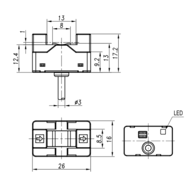 Fotoelektriline andur | katkestatud kiire tüüp | vedelike tuvastamiseks | 6–13mm | 16×17.2×26mm | 10–30VDC | NO/NC | PNP | 2m kaabel | PBT | infrapuna | IP50 Fotoelektriline andur | katkestatud kiire tüüp | vedelike tuvastamiseks | 6–13mm | 16×17.2×26mm | 10–30VDC | NO/NC | PNP | 2m kaabel | PBT | infrapuna | IP50