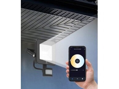 Išmanus LED prožektorius su PIR judesio jutikliu | davikliu | 20W | 230VAC | 2700K-6500K | 1600lm | CCT | su 1,5m kabeliu | IP44 | Wi-Fi | TUYA | Smart Life | WOOX | R5113 2