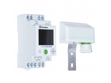 Modulinė foto relė su skaitmeniniu programuojamu laikmačiu | 16A | 230VAC | 2-150Lux | IP20/IP54 | DIN | Finder | 11.91.8.230.0000 Modulinė foto relė su skaitmeniniu programuojamu laikmačiu | 16A | 230VAC | 2-150Lux | IP20/IP54 | DIN | Finder | 11.91.8.230.0000