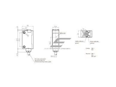 Fotoelektrinis jutiklis | nutraukiamo spindulio | siųstuvas + imtuvas | 5000mm | 32,5x20x12mm | 10-30VDC | NO/NC | NPN | 2m kabelis | ABS | raudonos šviesos spindulių | IP67 1 Fotoelektrinis jutiklis | nutraukiamo spindulio | siųstuvas + imtuvas | 5000mm | 32,5x20x12mm | 10-30VDC | NO/NC | NPN | 2m kabelis | ABS | raudonos šviesos spindulių | IP67 1