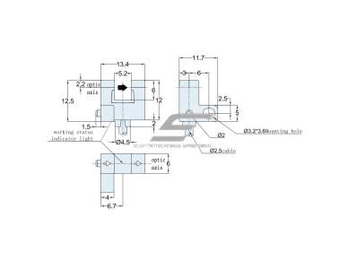 Fotoelektrinis jutiklis | nutraukiamo spindulio | U formos | šakutės tipo | 5mm | 13,4x12,5x11,7mm | 5-24VDC | NO/NC | NPN | 1m kabelis | PP | infraraudonųjų LED spindulių | IP65 2 Fotoelektrinis jutiklis | nutraukiamo spindulio | U formos | šakutės tipo | 5mm | 13,4x12,5x11,7mm | 5-24VDC | NO/NC | NPN | 1m kabelis | PP | infraraudonųjų LED spindulių | IP65 2