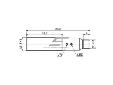 Fotoelektrinis jutiklis su fono slopinimu | 100mm | M18 | 10-30VDC | NO+NC | NPN | M12 | nikelio-vario korpusas | raudonų LED spindulių | IP67 1