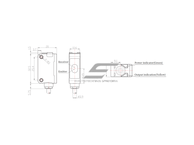 Fotoelektrinis jutiklis | TOF | 3000mm | 32,5x20x12mm | 10-30VDC | NO/NC | PNP | 2m kabelis | ABS | infraraudonųjų spindulių lazeris | IP67 1