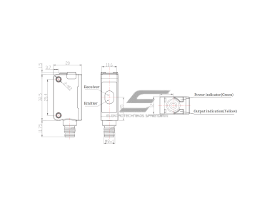 Fotoelektrinis jutiklis | TOF | 1000mm | 32,5x20x12mm | 10-30VDC | NO/NC | PNP | M8 | ABS | infraraudonųjų spindulių lazeris | IP67 1
