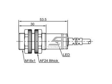 Fotoelektrinis retroreflektinis jutiklis | 3000mm | M18 | 10-30VDC | NO | NPN | 2m kabelis | PBT korpusas | infraraudonųjų LED spindulių | IP67 1 Fotoelektrinis retroreflektinis jutiklis | 3000mm | M18 | 10-30VDC | NO | NPN | 2m kabelis | PBT korpusas | infraraudonųjų LED spindulių | IP67 1