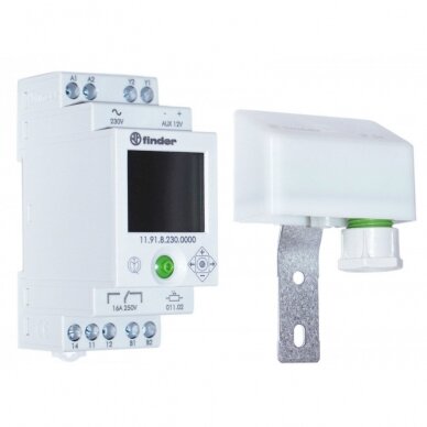 Moodul-fotorelee | hämaralüliti taimeri ja välise anduriga | 16 A | 230 V AC | 2–150 lx | 1CO | andur IP54 | DIN | Finder | 11.91.8.230.0000 Moodul-fotorelee | hämaralüliti taimeri ja välise anduriga | 16 A | 230 V AC | 2–150 lx | 1CO | andur IP54 | DIN | Finder | 11.91.8.230.0000