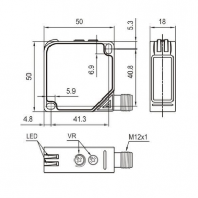 Fotoelektriline difuusandur | 2000mm | 50x50x18mm | 10–30VDC | NO/NC | NPN+PNP | M12 | ABS | infrapuna LED kiir | IP67 1 Fotoelektriline difuusandur | 2000mm | 50x50x18mm | 10–30VDC | NO/NC | NPN+PNP | M12 | ABS | infrapuna LED kiir | IP67 1