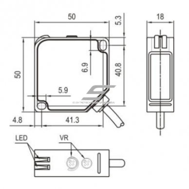 Photoelectric diffuse sensor | 2000mm | 50x50x18mm | 24-240VAC/DC | 2m cable | ABS | infrared LED | IP67 1 Photoelectric diffuse sensor | 2000mm | 50x50x18mm | 24-240VAC/DC | 2m cable | ABS | infrared LED | IP67 1