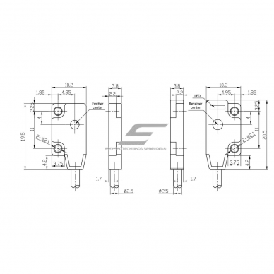 Fotoelektriskais sensors | Pārtraukta stara tips | Raidītājs + uztvērējs | 500mm | 19,5x10,2x3,8mm | 10-30VDC | NO | NPN | 2m kabelis | PBT | sarkans stars | IP65 1 Fotoelektriskais sensors | Pārtraukta stara tips | Raidītājs + uztvērējs | 500mm | 19,5x10,2x3,8mm | 10-30VDC | NO | NPN | 2m kabelis | PBT | sarkans stars | IP65 1