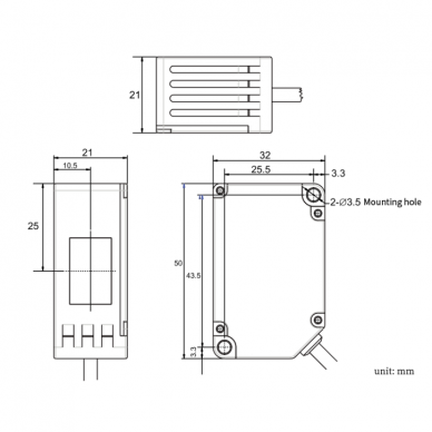 Krāsu marķējuma atpazīšanas sensors | 18–285 mm | 50x32x21 mm | 24VDC | NPN | 2 m kabelis | PBT | RGB gaisma 1