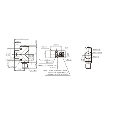 Фотоэлектрический диффузный датчик | 300мм | M8 | 10-30VDC | NO/NC | PNP | M12 | ABS | красный светодиодный луч | IP67 1