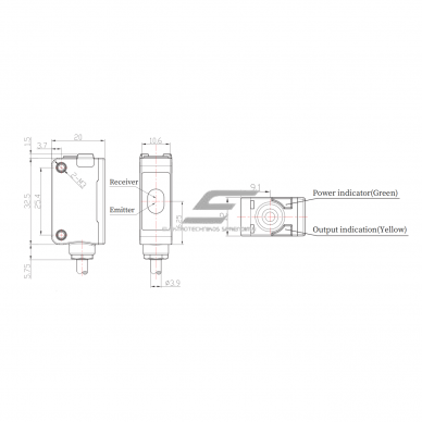 Photoelectric sensor | TOF | 1000mm | 32,5x20x12mm | 10-30VDC | NO/NC | NPN | 2 m cable | ABS | infrared laser | IP67 1 Photoelectric sensor | TOF | 1000mm | 32,5x20x12mm | 10-30VDC | NO/NC | NPN | 2 m cable | ABS | infrared laser | IP67 1