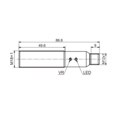 Czujnik fotoelektryczny z tłumieniem tła | 100 mm | M18 | 10–30VDC | NO+NC | PNP | M12 | obudowa niklowo-miedziana | czerwone światło LED | IP67 1