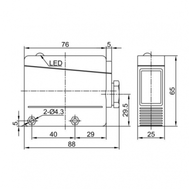 Fotoelektriline peegeldav andur | 5000mm | 88x65x25mm | 24-240VAC/12-240VDC | ABS | infrapuna LED kiir | IP67 1