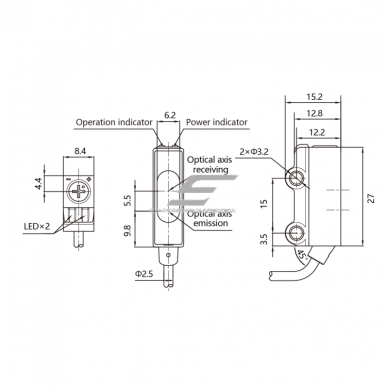 Fotoelektriskais sensors ar fona nomākšanu | 100mm | 27x15,2x8,4mm | 10-30VDC | NO | NPN | 2m kabelis | ABS | sarkanās gaismas stars | IP65 1 Fotoelektriskais sensors ar fona nomākšanu | 100mm | 27x15,2x8,4mm | 10-30VDC | NO | NPN | 2m kabelis | ABS | sarkanās gaismas stars | IP65 1